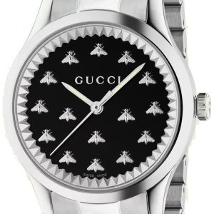 Gucci Damklocka YA1265034 G-Timeless Svart/Stål Ø32 mm