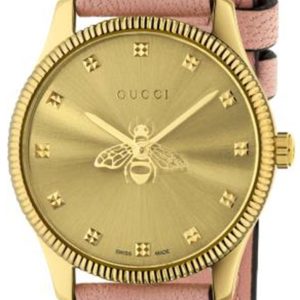 Gucci Damklocka YA1265041 G-Timeless Gulguldstonad/Läder Ø29 mm