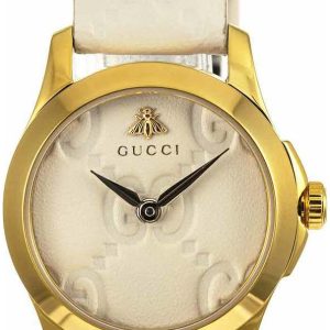 Gucci Damklocka YA126580A G-Timeless Antikvit/Läder Ø27 mm