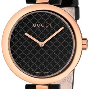 Gucci Damklocka YA141401 Diamantissima Svart/Läder Ø32 mm