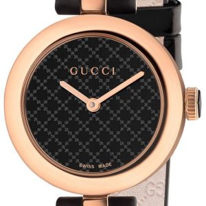 Gucci Damklocka YA141501 Diamantissima Svart/Läder Ø27 mm