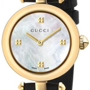 Gucci Damklocka YA141505 Diamantissima Vit/Läder Ø27 mm