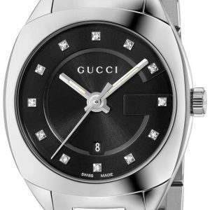 Gucci Damklocka YA142503 Svart/Stål Ø28 mm