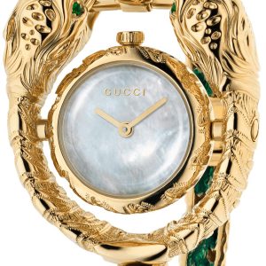 Gucci Damklocka YA149505 Vit/18 karat gult guld Ø23 mm