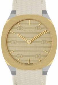 Gucci Damklocka YA163416 Gulguldstonad/Läder Ø34 mm