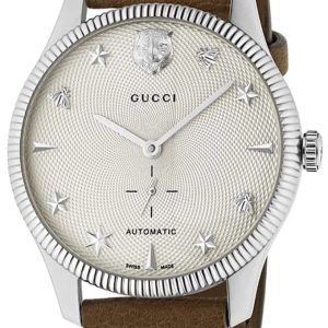 Gucci Herrklocka YA126361 G-Timeless Silverfärgad/Läder Ø40 mm