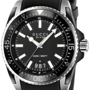 Gucci Herrklocka YA136204 Dive Svart/Gummi Ø45 mm