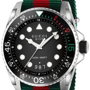 Gucci Herrklocka YA136209 Dive Svart/Textil Ø45 mm