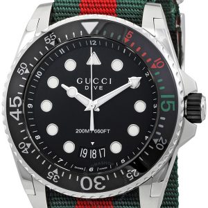 Gucci Herrklocka YA136209A Dive Svart/Textil Ø45 mm