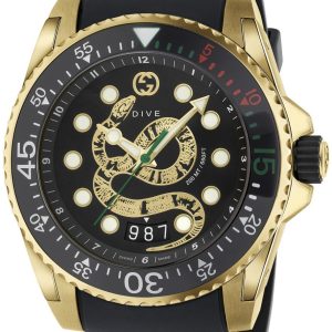 Gucci Herrklocka YA136219 Dive Svart/Gummi Ø45 mm