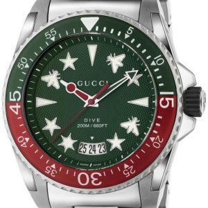 Gucci Herrklocka YA136222 Dive Grön/Stål Ø45 mm