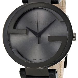 Gucci Interlocking Herrklocka YA133206 Svart/Läder Ø42 mm