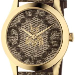 Gucci YA1264068A G-Timeless Brun/Läder Ø38 mm