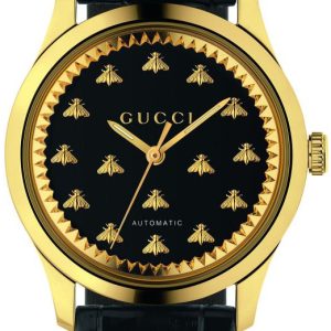 Gucci YA1264120 G-Timeless Svart/Läder Ø38 mm