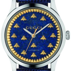 Gucci YA1264122 G-Timeless Blå/Läder Ø38 mm