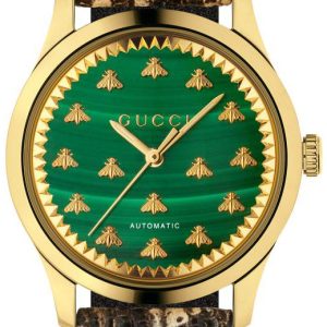 Gucci YA1264134 G-Timeless Grön/Läder Ø38 mm