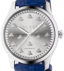 Gucci YA1264214 G-Timeless Silverfärgad/Läder Ø38 mm