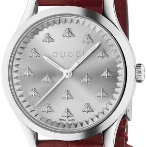 Gucci YA1264218 G-Timeless Silverfärgad/Läder Ø38 mm