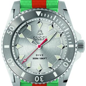 Gucci YA136351 Dive Silverfärgad/Gummi Ø40 mm