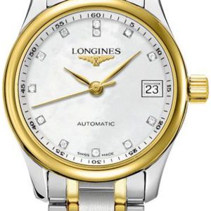 Longines Damklocka L2.128.5.87.7 Master Vit/Gulguldtonat stål Ø25.5