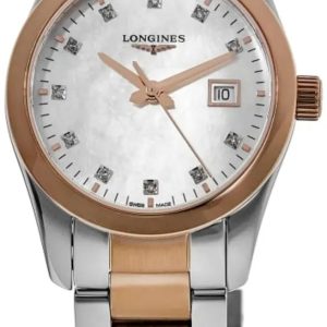 Longines Damklocka L2.286.3.87.7 Conquest Classic Vit/Roséguldstonat