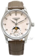 Longines Damklocka L2.409.4.87.4 Master Vit/Läder Ø34 mm