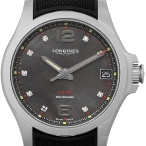 Longines Damklocka L3.316.4.88.9 Conquest V.H.P. Svart/Gummi Ø36 mm