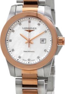 Longines Damklocka L3.376.3.88.7 Conquest Ladies Vit/Roséguldstonat