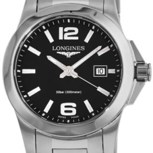 Longines Damklocka L3.376.4.58.6 Conquest Svart/Stål Ø29 mm