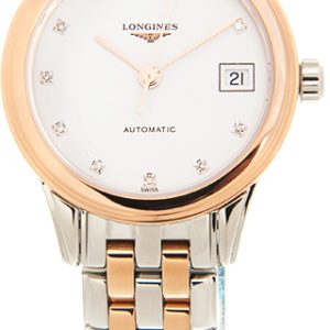 Longines Damklocka L4.274.3.99.7 Flagship Vit/Roséguldstonat stål