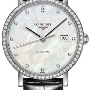 Longines Damklocka L4.310.0.87.2 Elegant Vit/Läder Ø29 mm