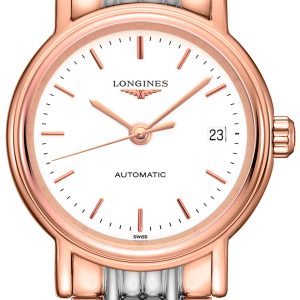 Longines Damklocka L4.321.1.12.7 Presences Vit/Roséguldstonat stål