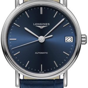 Longines Damklocka L4.322.4.92.2 Presence Blå/Läder Ø30 mm