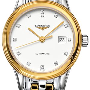 Longines Damklocka L4.374.3.27.7 Flagship Vit/Gulguldtonat stål Ø30