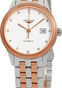 Longines Damklocka L4.374.3.99.7 Flagship Vit/Roséguldstonat stål