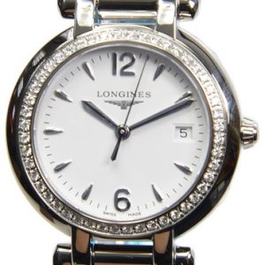 Longines Damklocka L8.112.0.16.6 PrimaLuna Vit/Stål Ø30 mm