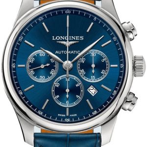 Longines Herrklocka L2.859.4.92.2 Master Blå/Läder Ø44 mm