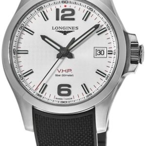 Longines Herrklocka L3.716.4.76.9 Conquest V.H.P. Silverfärgad/Gummi