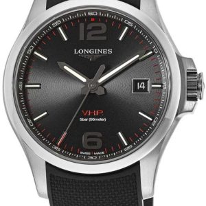 Longines Herrklocka L3.726.4.56.9 Conquest V.H.P. Svart/Gummi Ø43 mm