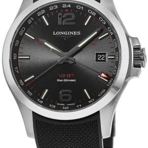 Longines Herrklocka L3.728.4.56.9 Conquest V.H.P. Svart/Gummi Ø43 mm