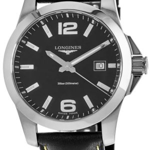 Longines Herrklocka L3.759.4.58.3 Conquest Svart/Läder Ø41 mm