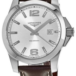 Longines Herrklocka L3.759.4.76.5 Conquest Silverfärgad/Läder Ø41