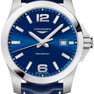 Longines Herrklocka L3.759.4.96.7 Conquest Blå/Läder Ø41 mm