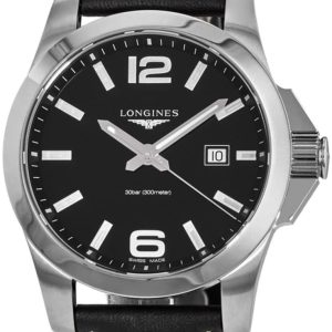 Longines Herrklocka L3.760.4.56.3 Conquest Svart/Läder Ø43 mm