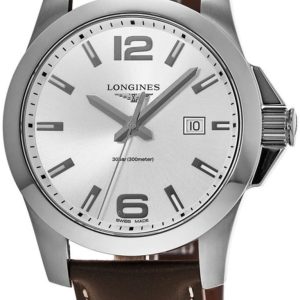 Longines Herrklocka L3.760.4.76.5 Conquest Silverfärgad/Läder Ø43