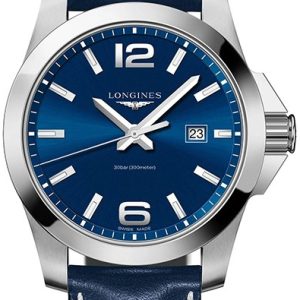 Longines Herrklocka L3.760.4.96.0 Conquest Blå/Läder Ø43 mm