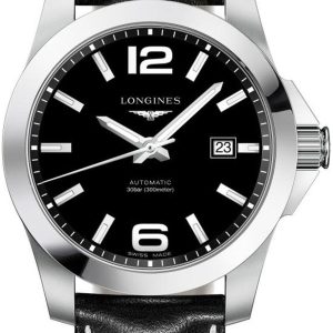 Longines Herrklocka L3.777.4.58.0 Conquest Svart/Läder Ø41 mm