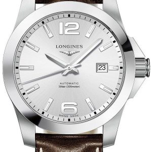 Longines Herrklocka L3.777.4.76.4 Conquest Silverfärgad/Läder Ø41