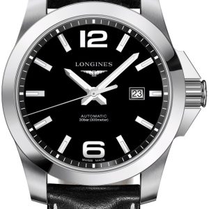 Longines Herrklocka L3.778.4.58.3 Conquest Svart/Läder Ø43 mm