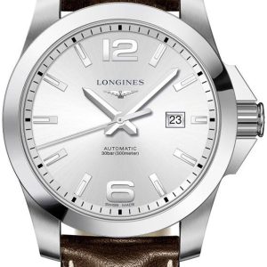 Longines Herrklocka L3.778.4.76.4 Conquest Silverfärgad/Läder Ø43